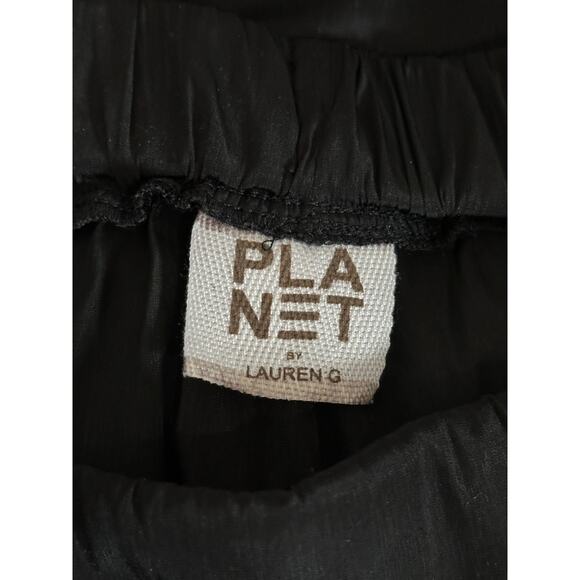 Planet by Lauren G Black Washable Silk Bubble Maxi Asymmetrical Skirt Size Large - Picture 7 of 8